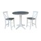 International Concepts Round 36 in Rd Ped Gathering Ht Table, 2 X-Back Stools, White/Heather Gray, 36 in W, 36 in L, Wood K05-36RT-27B-S6132-2 - alternate 1